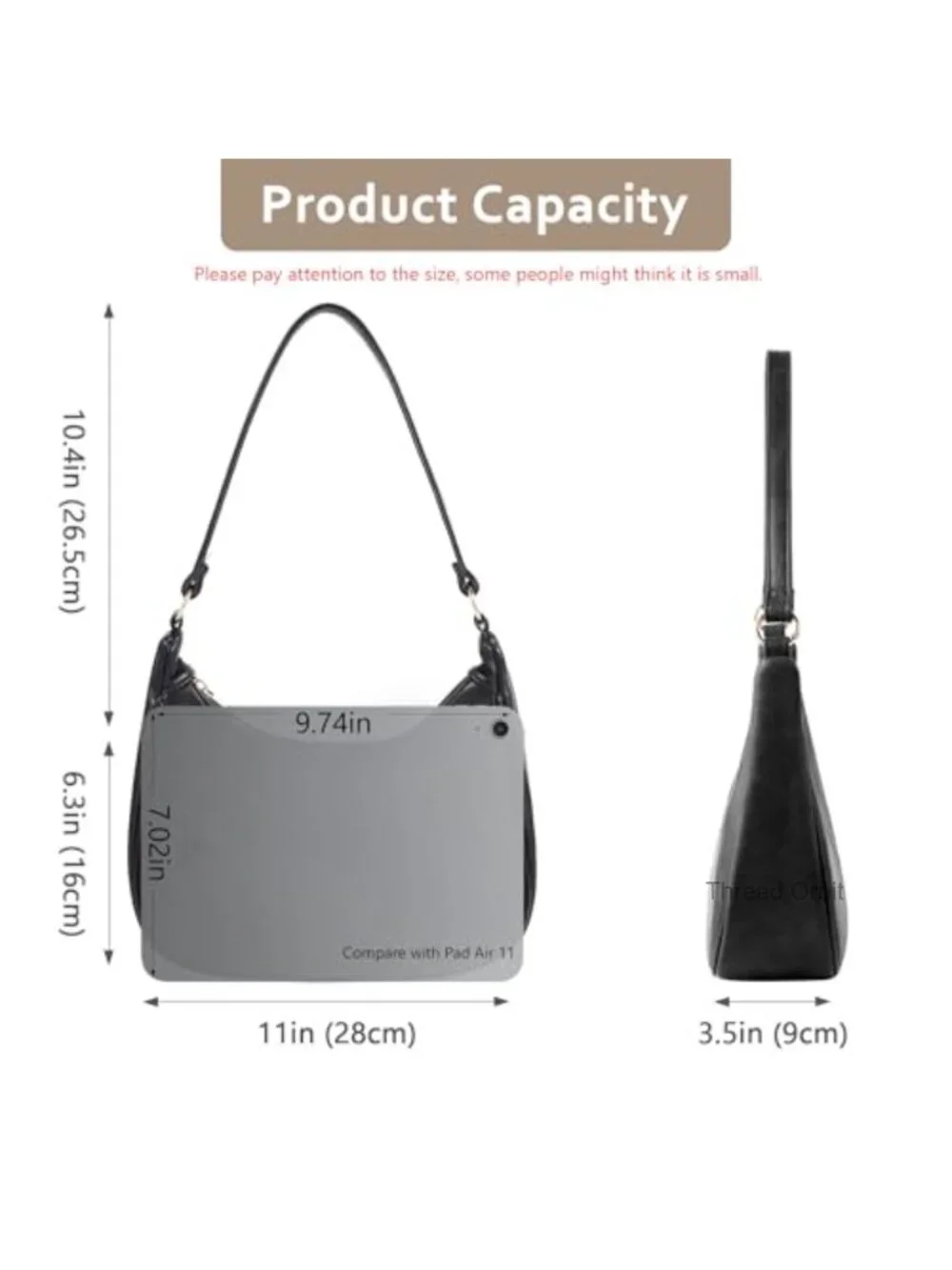 Vegan Leather Hobo Crossbody Bag with 2 Straps
